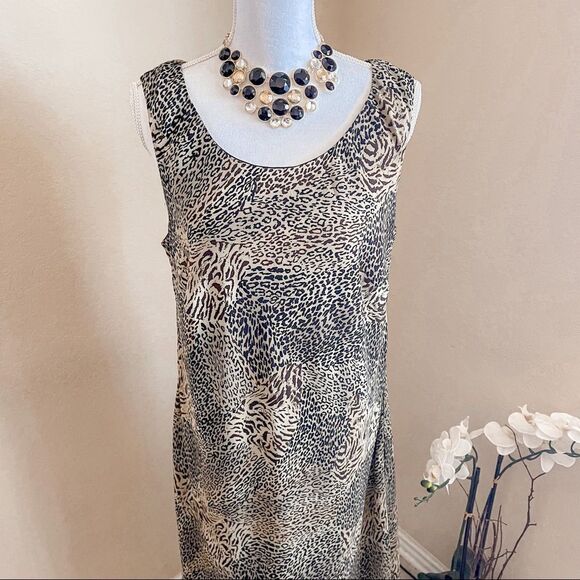 Studio I Vintage Animal Print Sleeveless Round Neck Shift Maxi Dress SZ 16W EUC - Picture 7 of 14